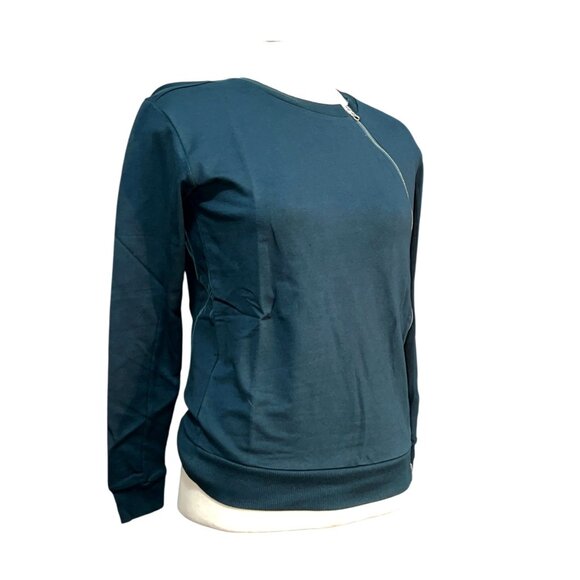 Universal Standard Meridian Zip Pullover Sweater Sz 4XS (XS 00-0) Teal Green Lon - Picture 7 of 15